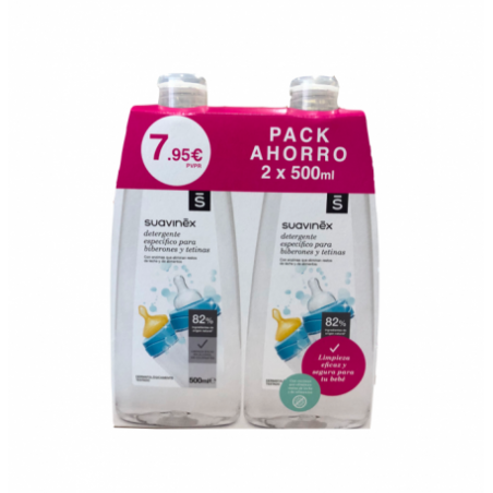 SUAVINEX Pack Ahorro Detergente para Biberones y Tetinas 2x500ml